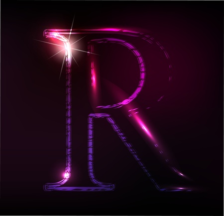 Glowing neon font. Shiny letterのイラスト素材