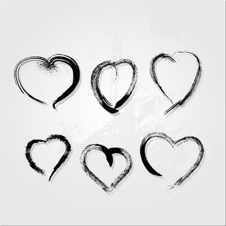 set of scribble heartsのイラスト素材