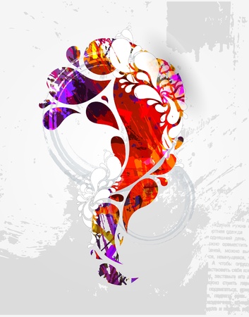 Abstract colorful background. Vector colored swirly background with splats and floral elementのイラスト素材