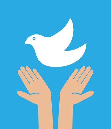  illustration of the dove in handのイラスト素材