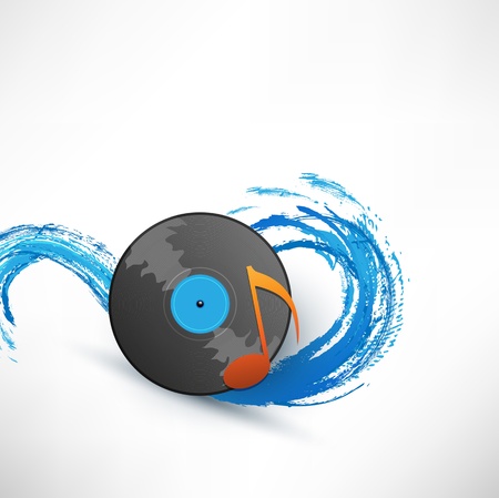 Turntable on background with waveのイラスト素材