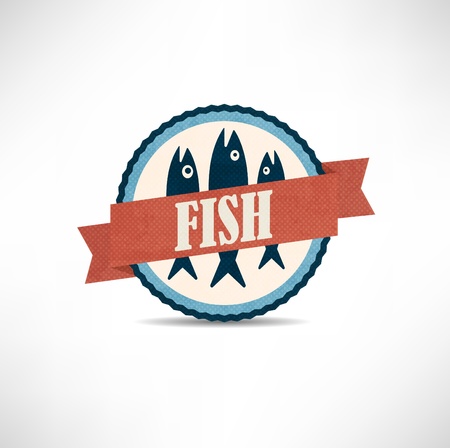 vintage retro fish  labelsのイラスト素材
