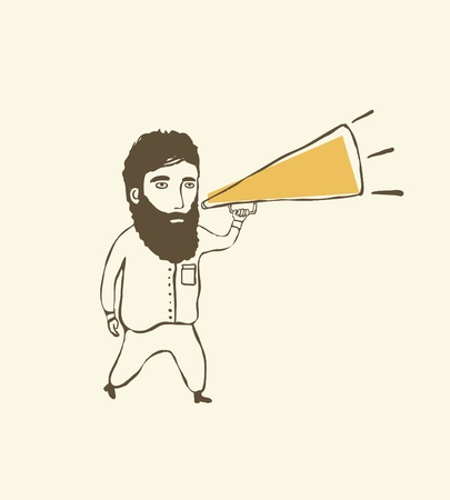 Cartoon man and megaphoneのイラスト素材