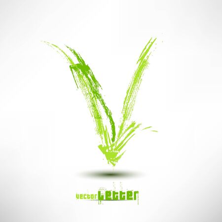Vector illustration drawn by hand letter. Grunge green grass wave.のイラスト素材