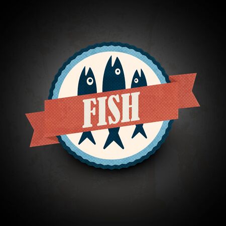 vintage retro fish  labelsのイラスト素材
