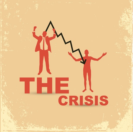 Financial crisis concept. Joyful and upset businessman.のイラスト素材