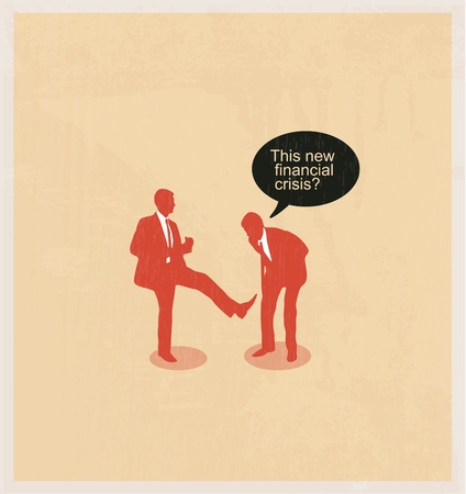 The concept of the financial crisis. Duel of two businessmen.のイラスト素材
