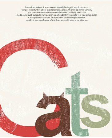Cats  Old print backgroundのイラスト素材