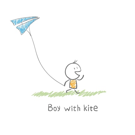 boy with kiteの写真素材