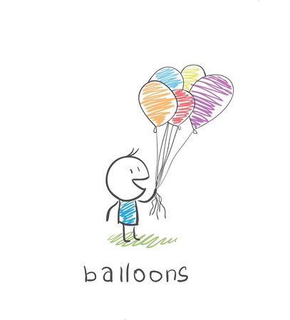 man with balloonsの写真素材