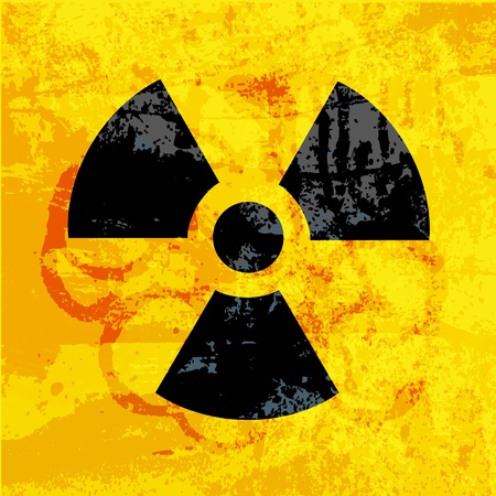 radioactivity symbol on  grungy backgroundのイラスト素材