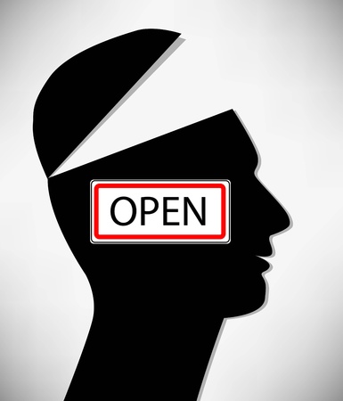 Conceptual Illustration of a open minded man. A man with an open headのイラスト素材