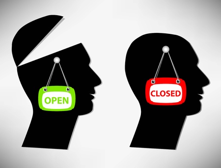 Conceptual Illustration of a man. A person with an open head covered their headsのイラスト素材
