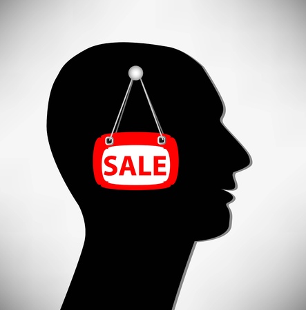 Conceptual Illustration of a man. Brains for sale.のイラスト素材