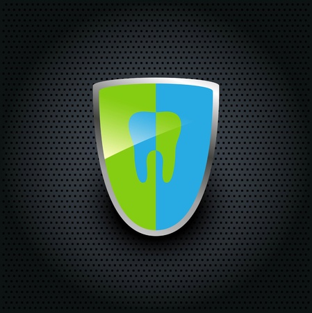 The shield with the image of the toothのイラスト素材