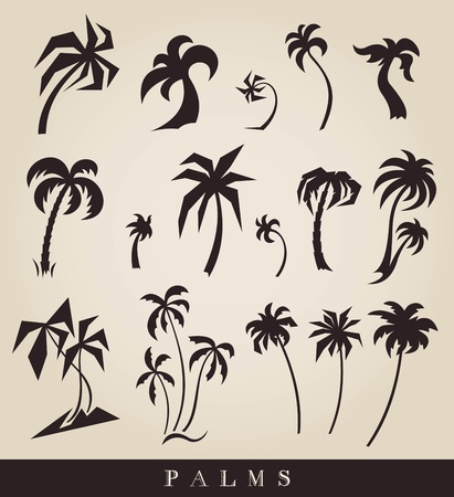 vector silhouettes of palm treesのイラスト素材