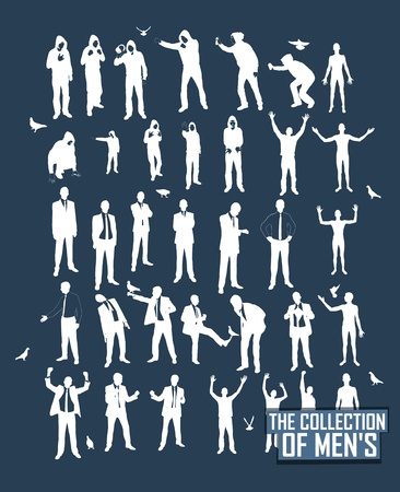 Young men silhouettes  A resident of the street, naked, businessman, supporter, graffiti のイラスト素材