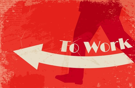 Man goes to work.  Retro posterのイラスト素材