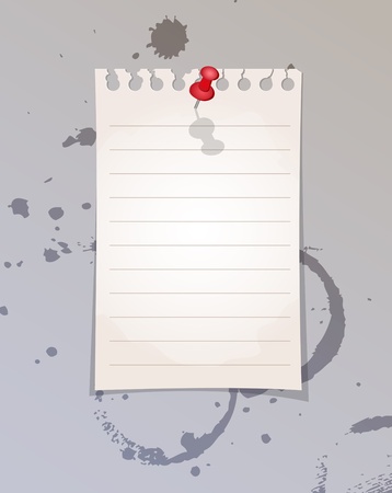 Note paper and red pinのイラスト素材