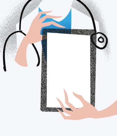 Doctor holding a tablet  Medical illustration のイラスト素材