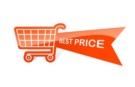 Sale design sticker with shopping basket. Best priceの写真素材