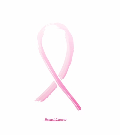 Pink ribbon on her chest to support breast cancer cause or AIDS. The abstract concept.の写真素材
