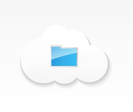 Cloud computing. Symbol of clouds and folder with documents. Concept of storing and transmitting informationの写真素材