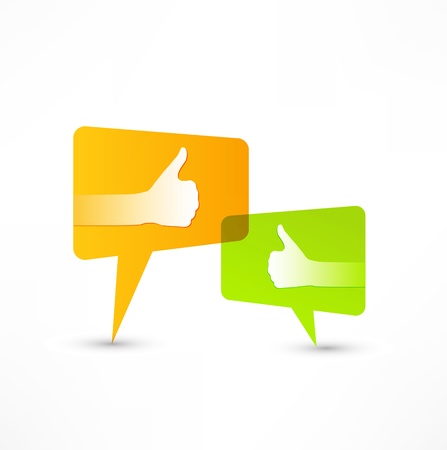 Social media bubble. Thumb Up.の写真素材
