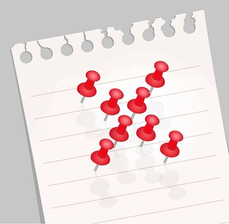 Note paper with red pins.  X markの写真素材