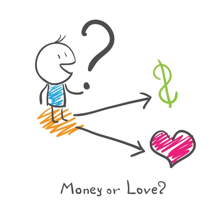 A man chooses money or love?のイラスト素材