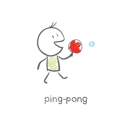 Man plays ping-pongのイラスト素材