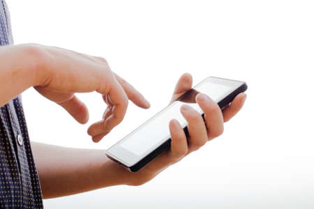 holding and touching on tablet pc  