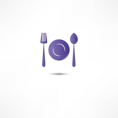 Fork And Spoon And Plate Iconのイラスト素材
