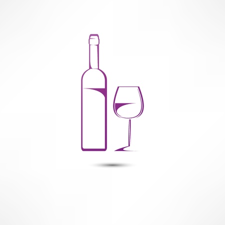 A bottle of wine and a glass iconの写真素材