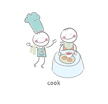Cook and visiting the restaurant  Illustration のイラスト素材
