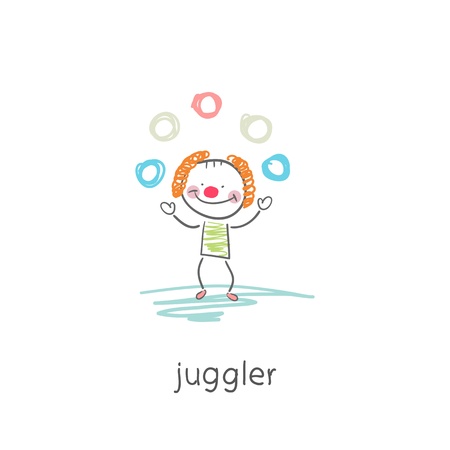 Clown juggler. Illustration.のイラスト素材