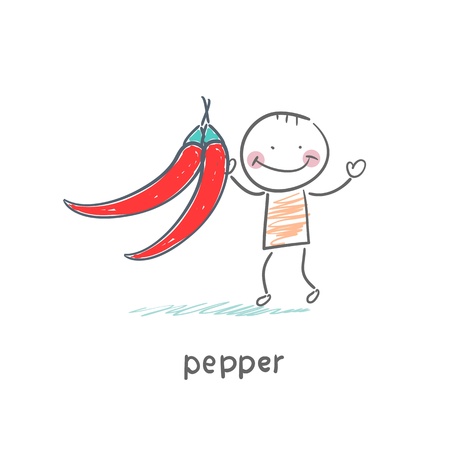 Man and pepperのイラスト素材