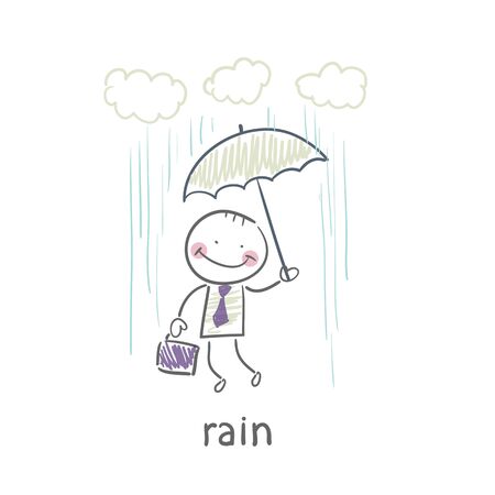 Man in rainのイラスト素材