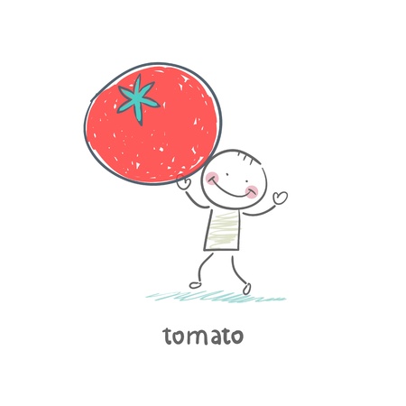 Man and tomatoのイラスト素材