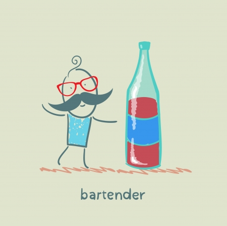 Bartender is a great bottle of wineのイラスト素材