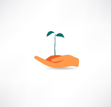 Hand and plant. Design element.のイラスト素材