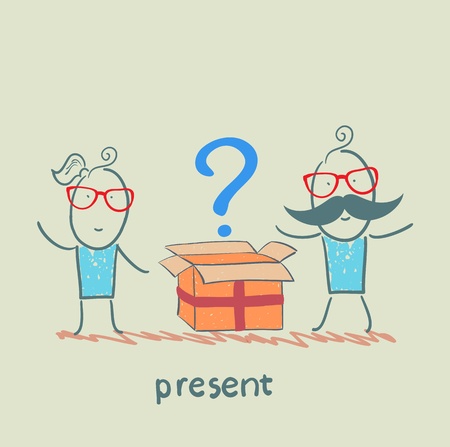 man giving a gift to a girlのイラスト素材