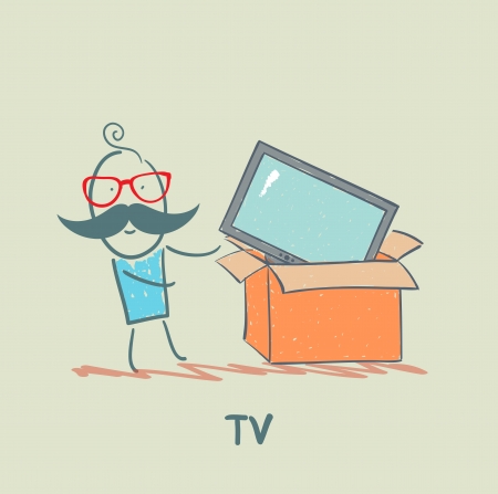 man bought a TVのイラスト素材