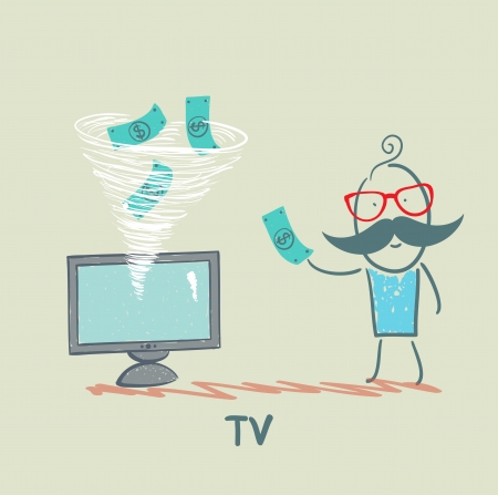 TV takes money from the manのイラスト素材