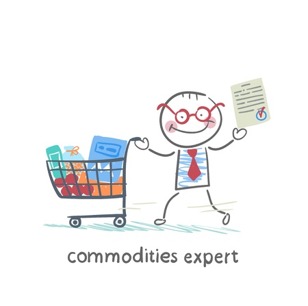 commodities expert with the document stands near the trolleyのイラスト素材