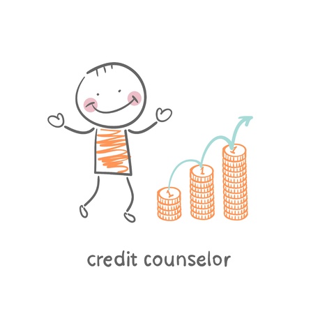 credit counselor next to the graph from coinsのイラスト素材