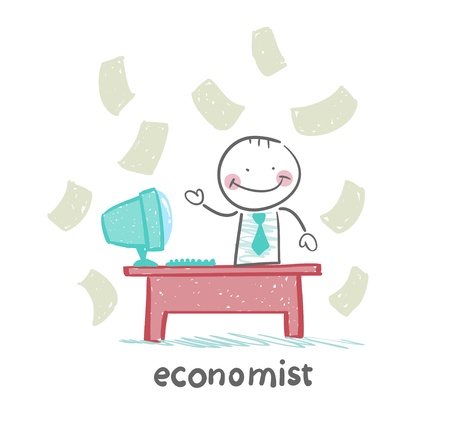 economist  sitting at workのイラスト素材