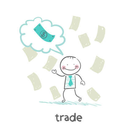 trade thinks about moneyのイラスト素材