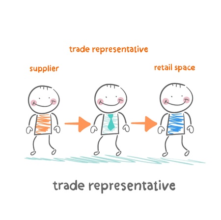 trade representative  is standing next to a supplier のイラスト素材