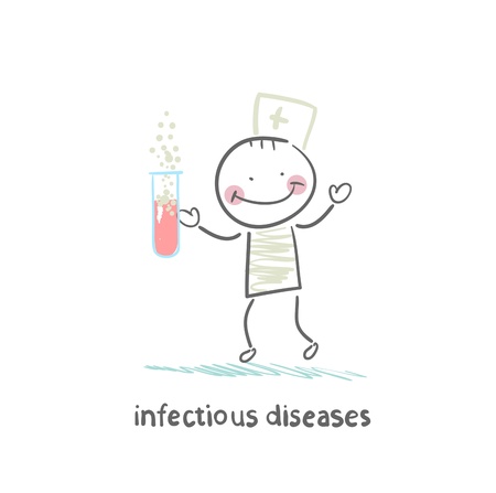 infectious diseases specialist working with test tubes in which the infectionのイラスト素材
